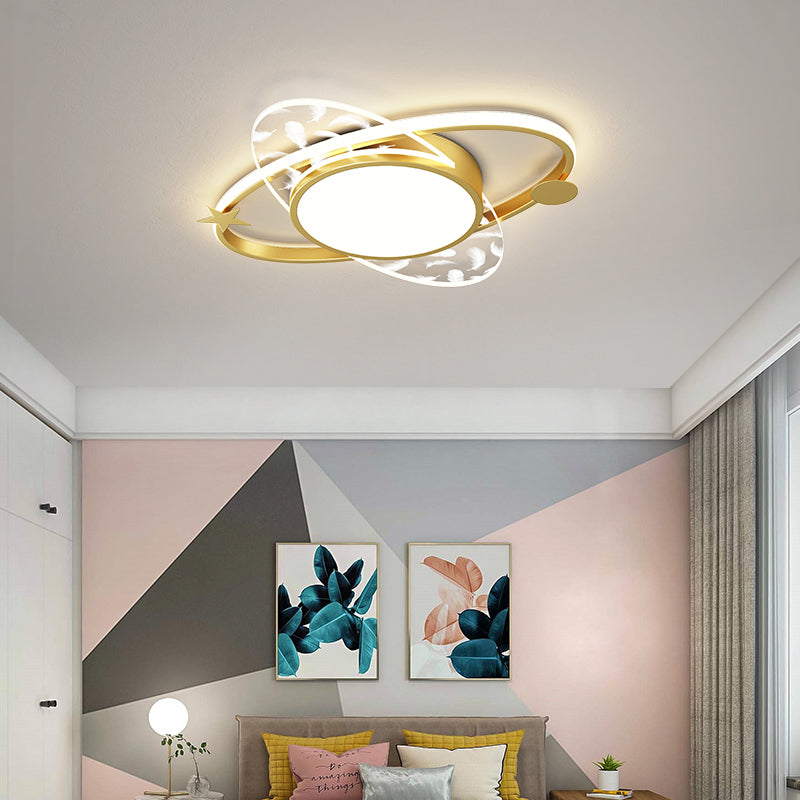 Metal Ovals Ceiling Mounted Lamp Fixture Minimalist Style LED Ceiling Light