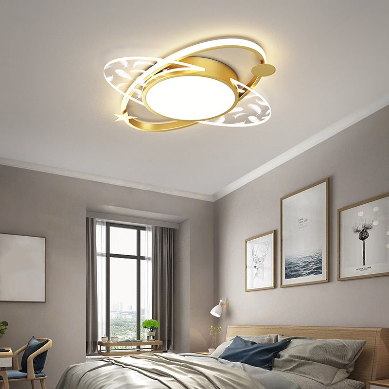 Metal Ovals Ceiling Mounted Lamp Fixture Minimalist Style LED Ceiling Light