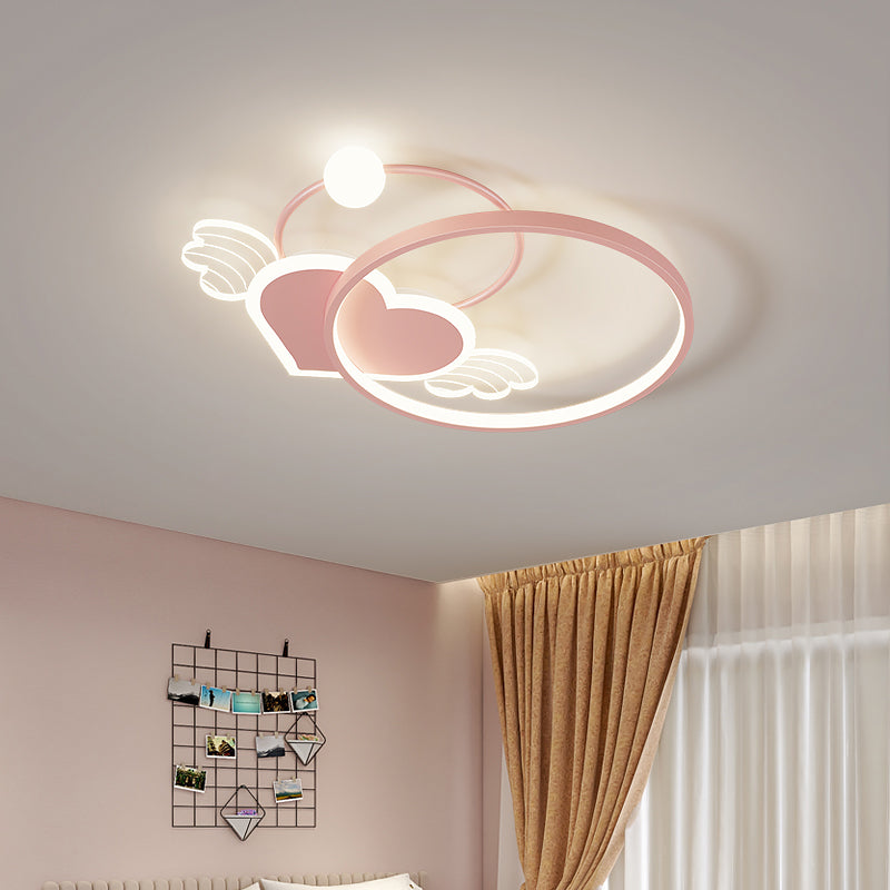 Modern Style Geometry Shape Ceiling Fixtures Metal 5 Light Ceiling Mounted Lights in Pink