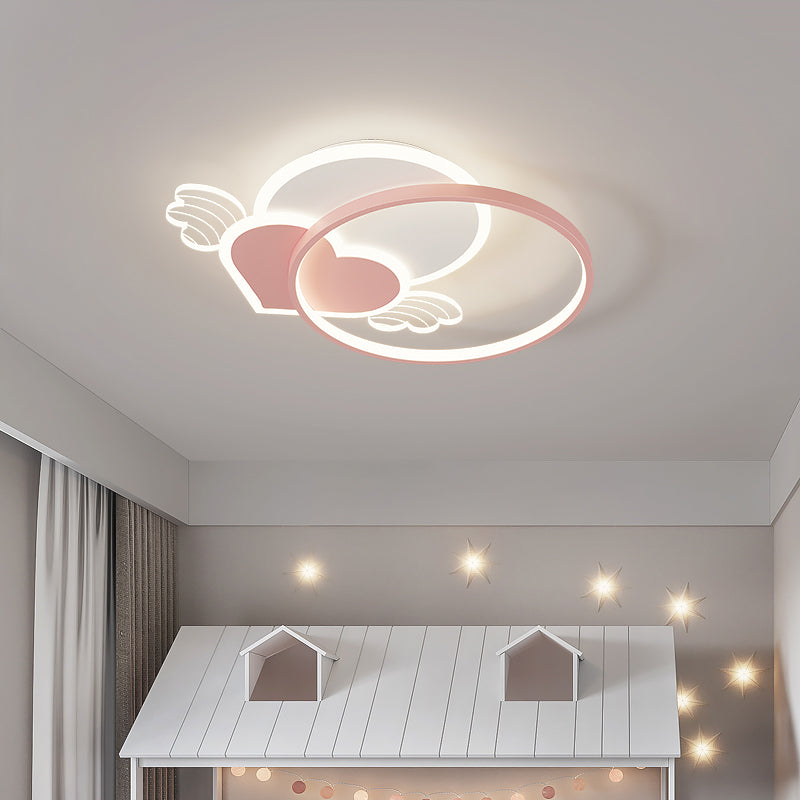 Modern Style Geometry Shape Ceiling Fixtures Metal 5 Light Ceiling Mounted Lights in Pink