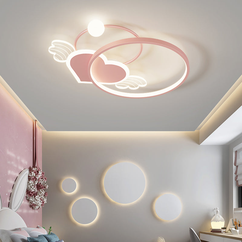 Modern Style Geometry Shape Ceiling Fixtures Metal 5 Light Ceiling Mounted Lights in Pink