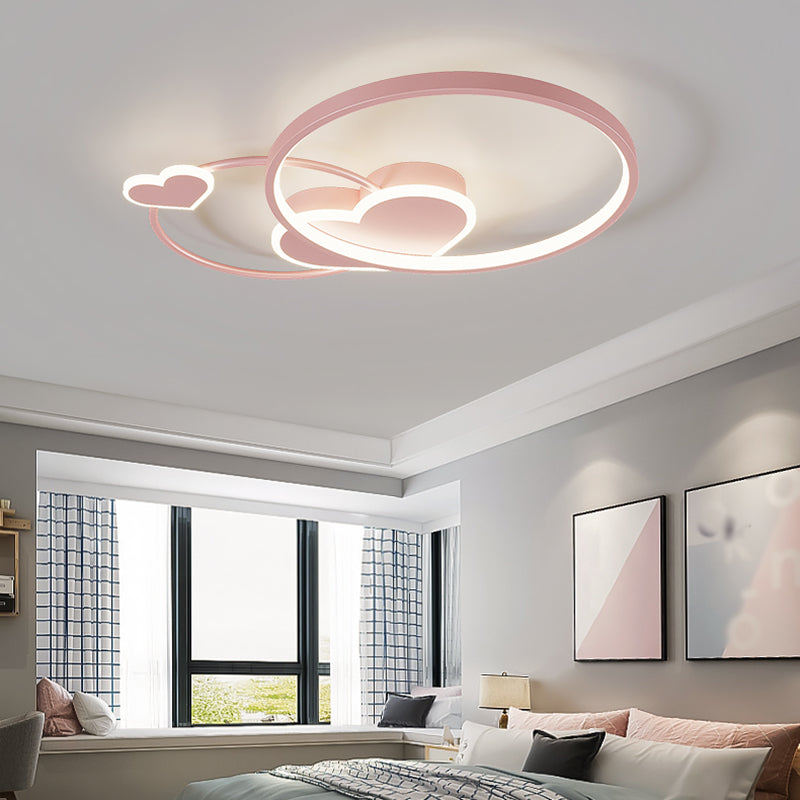 Modern Style Geometry Shape Ceiling Fixtures Metal 5 Light Ceiling Mounted Lights in Pink