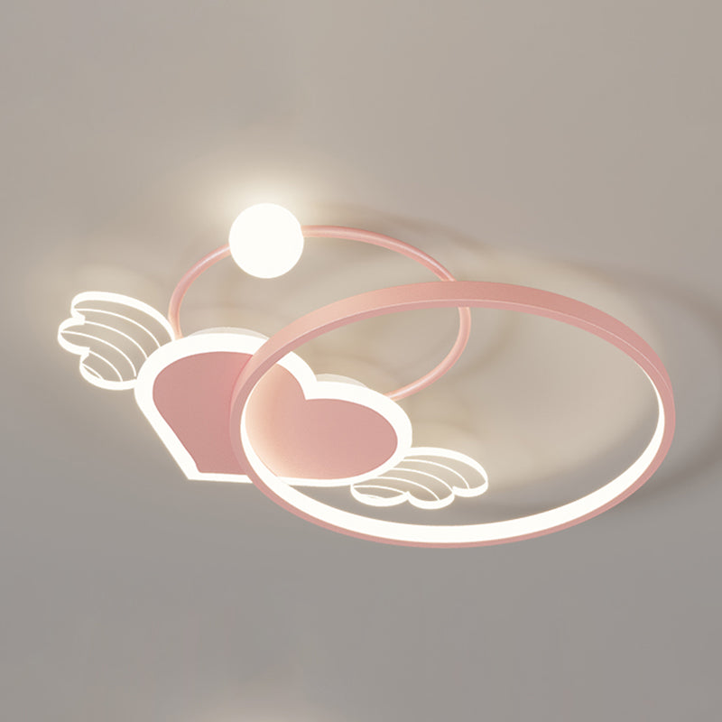 Modern Style Geometry Shape Ceiling Fixtures Metal 5 Light Ceiling Mounted Lights in Pink