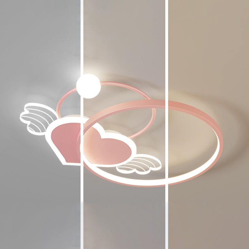 Modern Style Geometry Shape Ceiling Fixtures Metal 5 Light Ceiling Mounted Lights in Pink