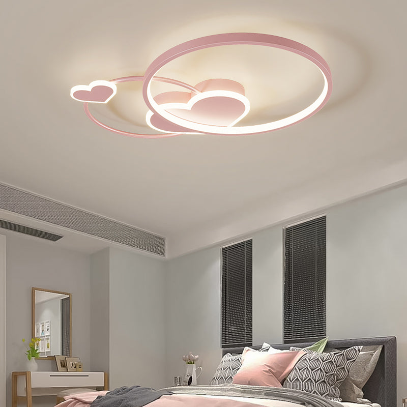 Modern Style Geometry Shape Ceiling Fixtures Metal 5 Light Ceiling Mounted Lights in Pink