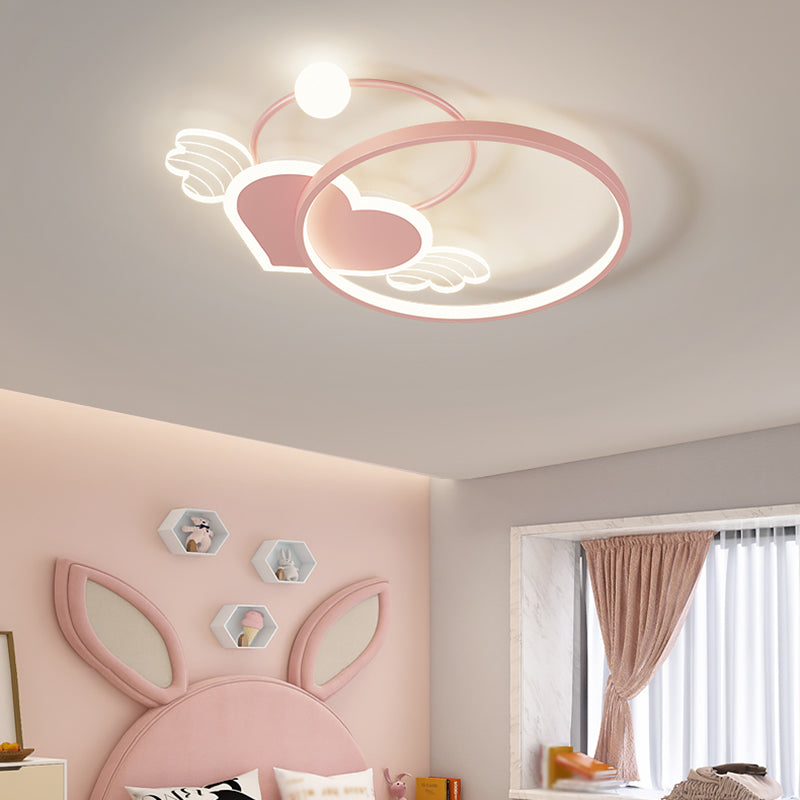 Modern Style Geometry Shape Ceiling Fixtures Metal 5 Light Ceiling Mounted Lights in Pink