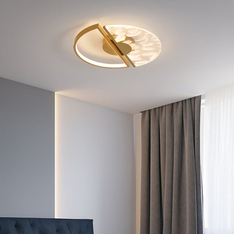 Contemporary Style Flush Mount Feather Ceiling Lighting Fixture for Sitting Room