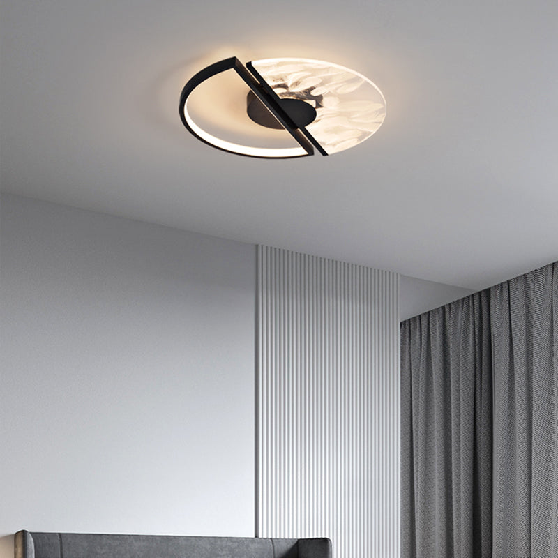 Contemporary Style Flush Mount Feather Ceiling Lighting Fixture for Sitting Room