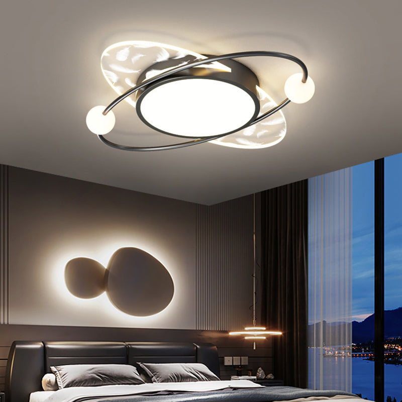 Modern Style LED Flush Mount Feather Ceiling Lighting Fixture for Sitting Room