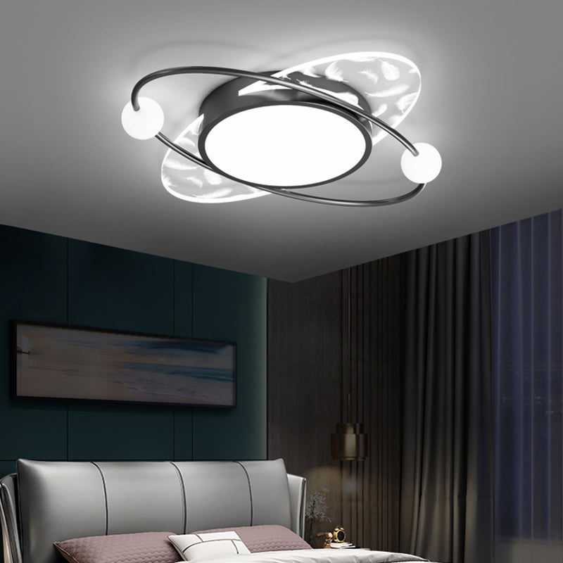 Modern Style LED Flush Mount Feather Ceiling Lighting Fixture for Sitting Room