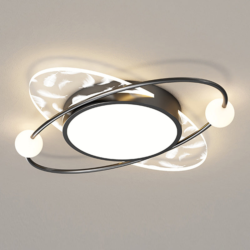 Modern Style LED Flush Mount Feather Ceiling Lighting Fixture for Sitting Room