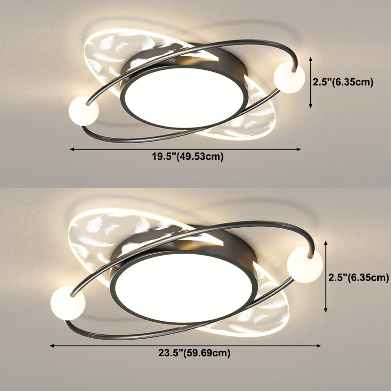 Modern Style LED Flush Mount Feather Ceiling Lighting Fixture for Sitting Room