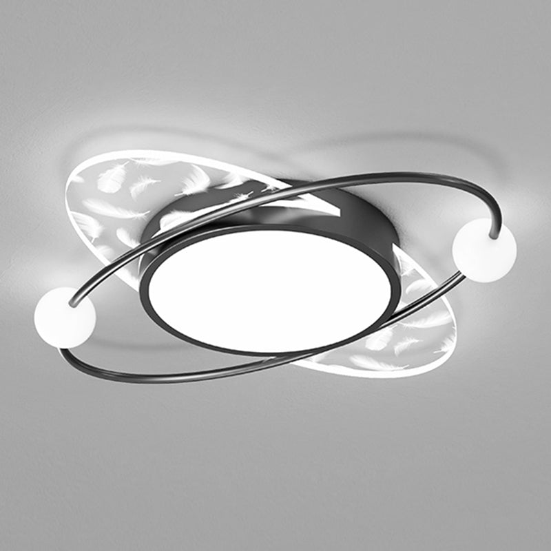 Modern Style LED Flush Mount Feather Ceiling Lighting Fixture for Sitting Room