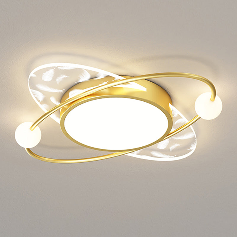 Modern Style LED Flush Mount Feather Ceiling Lighting Fixture for Sitting Room