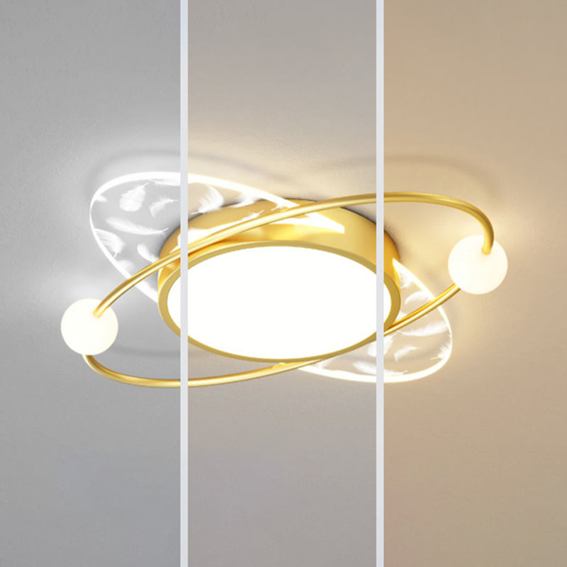 Modern Style LED Flush Mount Feather Ceiling Lighting Fixture for Sitting Room