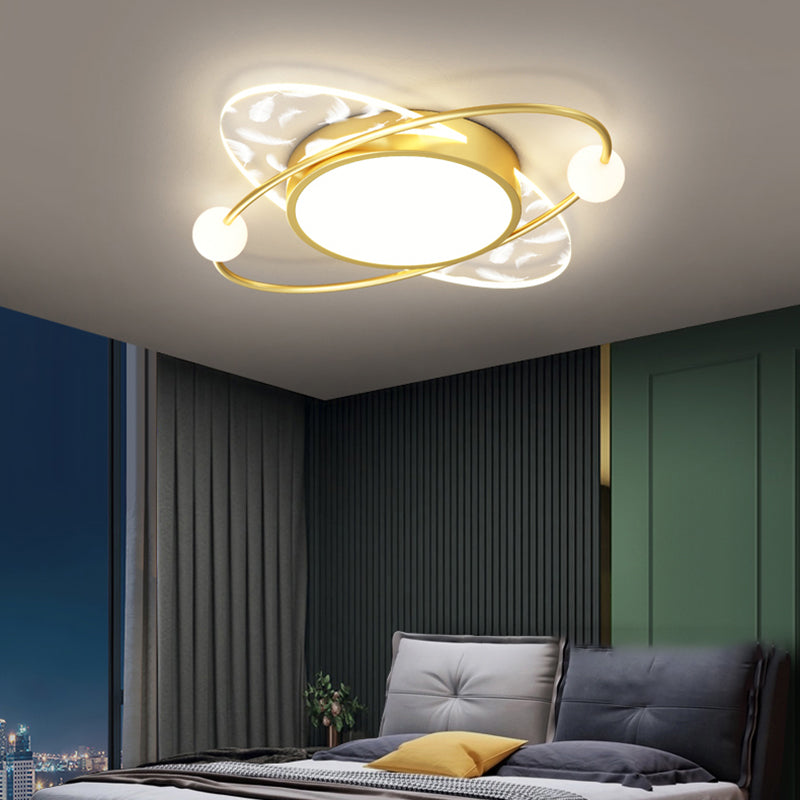 Modern Style LED Flush Mount Feather Ceiling Lighting Fixture for Sitting Room