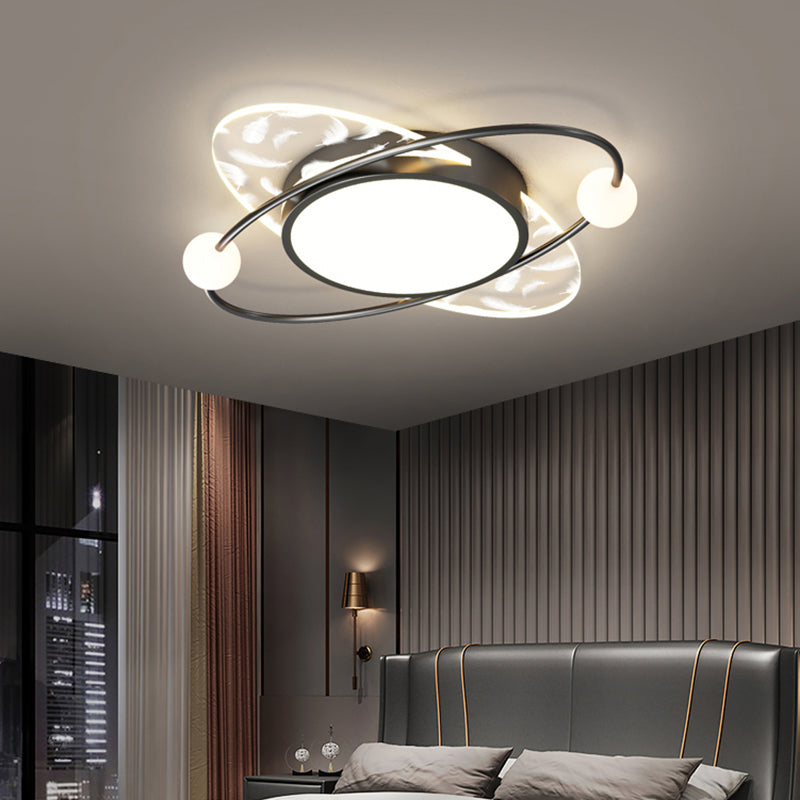 Modern Style LED Flush Mount Feather Ceiling Lighting Fixture for Sitting Room