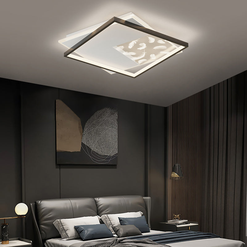 Squares Ceiling Light Fixture Simplicity Style Metal LED Bedroom Ceiling Light