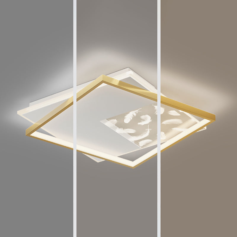 Squares Ceiling Light Fixture Simplicity Style Metal LED Bedroom Ceiling Light