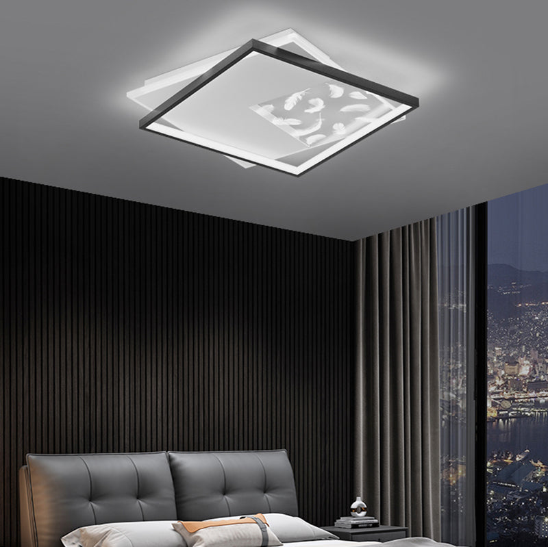 Squares Ceiling Light Fixture Simplicity Style Metal LED Bedroom Ceiling Light