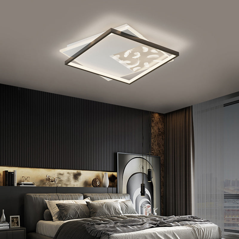 Squares Ceiling Light Fixture Simplicity Style Metal LED Bedroom Ceiling Light