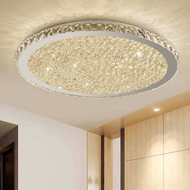 1-Light Circle Ceiling Lamp Modern Style Crystal Ceiling Lighting for Bedroom