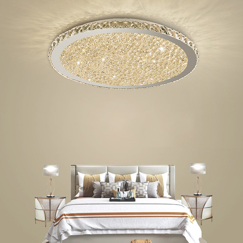 1-Light Circle Ceiling Lamp Modern Style Crystal Ceiling Lighting for Bedroom