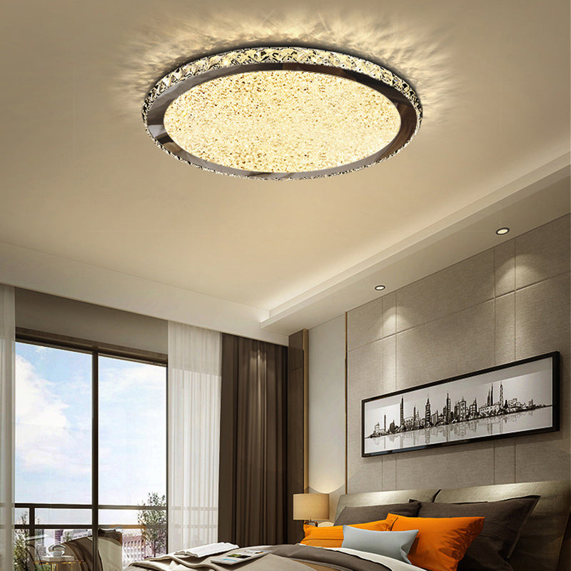 1-Light Circle Ceiling Lamp Modern Style Crystal Ceiling Lighting for Bedroom