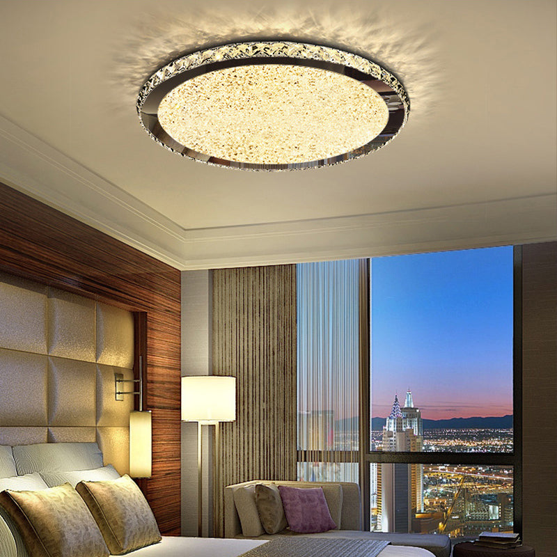 1-Light Circle Ceiling Lamp Modern Style Crystal Ceiling Lighting for Bedroom