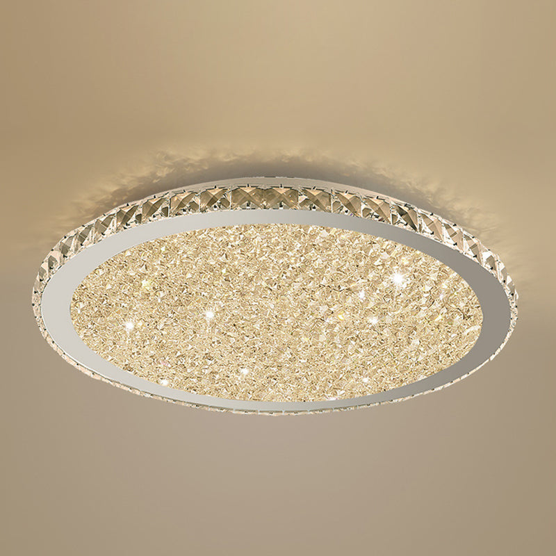 1-Light Circle Ceiling Lamp Modern Style Crystal Ceiling Lighting for Bedroom