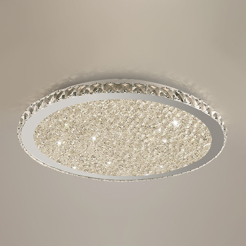 1-Light Circle Ceiling Lamp Modern Style Crystal Ceiling Lighting for Bedroom