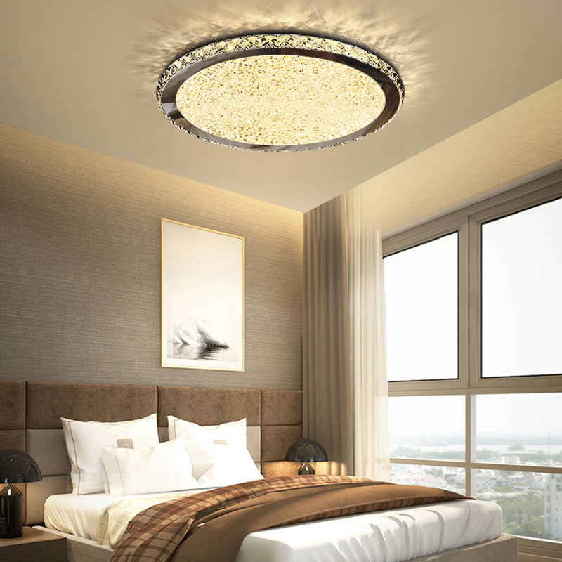 1-Light Circle Ceiling Lamp Modern Style Crystal Ceiling Lighting for Bedroom