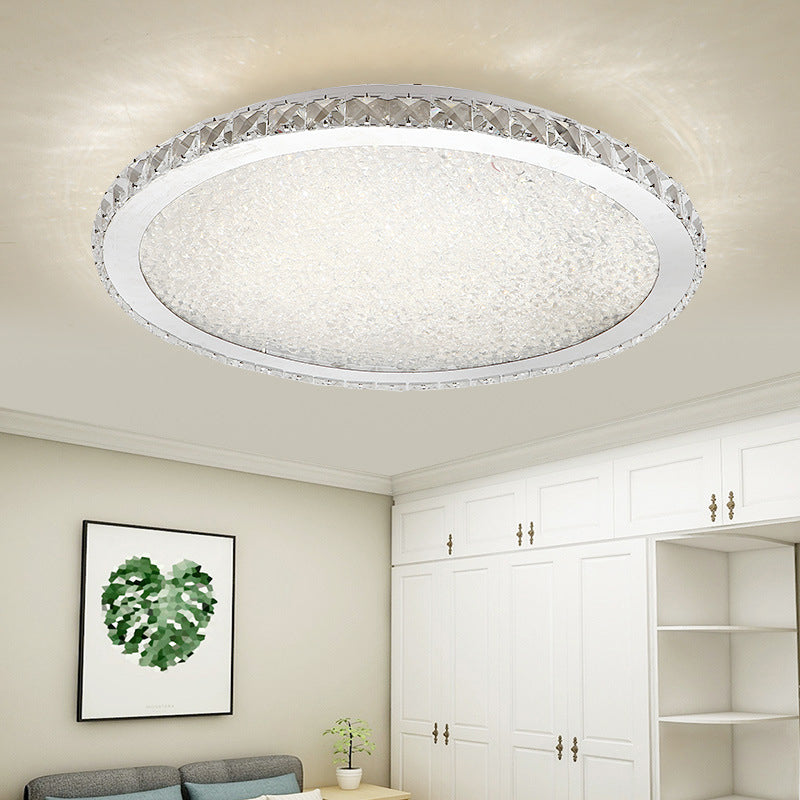 1-Light Circle Ceiling Lamp Modern Style Crystal Ceiling Lighting for Bedroom