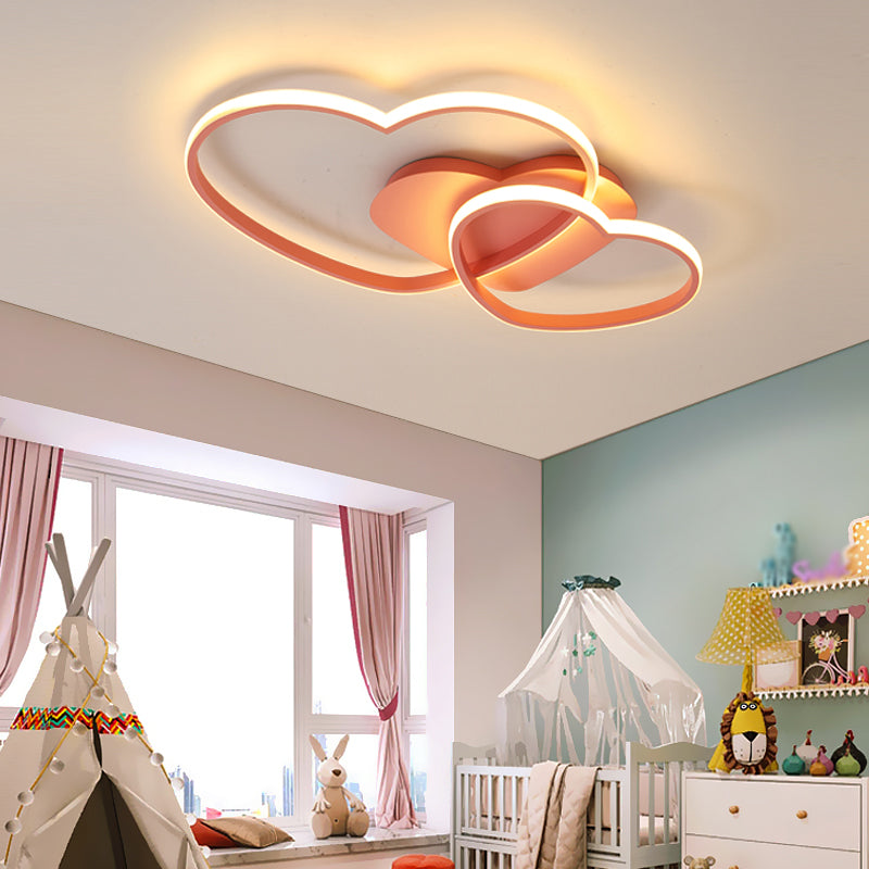 Modern Style Heart-shaped Ceiling Fixtures Metal 2 Light Ceiling Mounted Lights