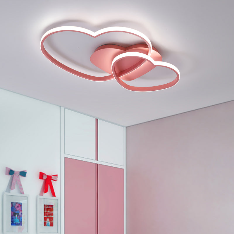 Modern Style Heart-shaped Ceiling Fixtures Metal 2 Light Ceiling Mounted Lights