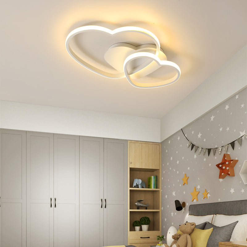 Modern Style Heart-shaped Ceiling Fixtures Metal 2 Light Ceiling Mounted Lights