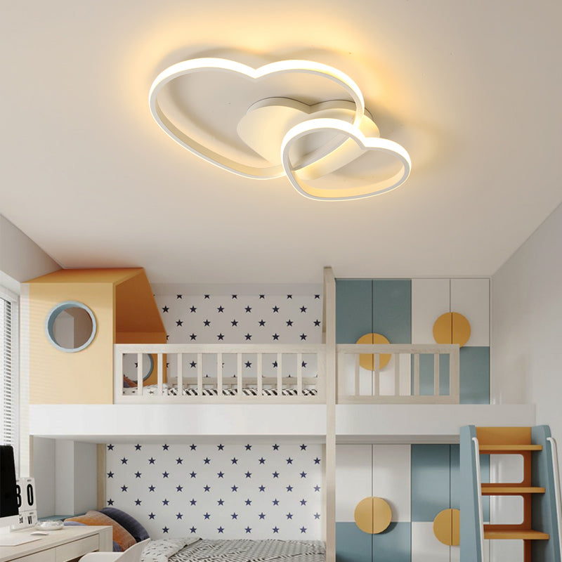 Modern Style Heart-shaped Ceiling Fixtures Metal 2 Light Ceiling Mounted Lights