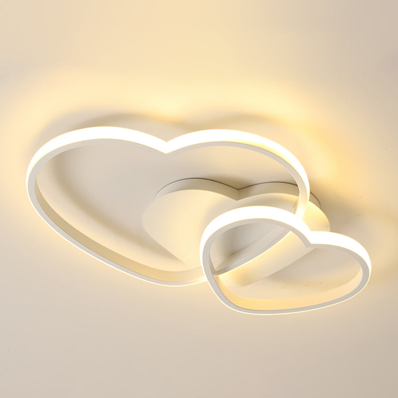 Modern Style Heart-shaped Ceiling Fixtures Metal 2 Light Ceiling Mounted Lights