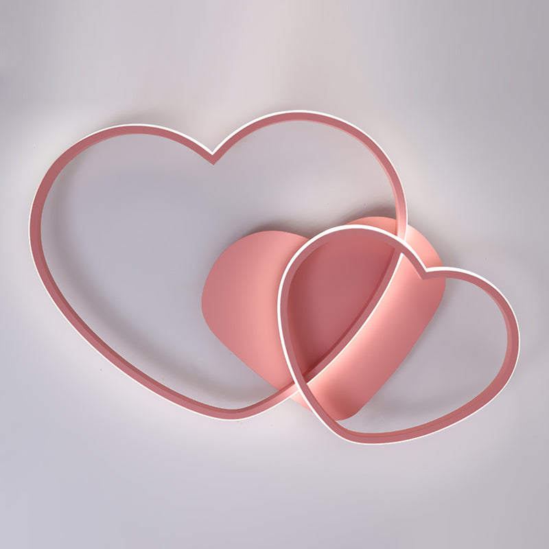 Modern Style Heart-shaped Ceiling Fixtures Metal 2 Light Ceiling Mounted Lights