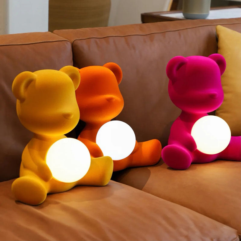 Macaroon Bear Table Lamp 1-Light Desk Light with Glass Shade for Bedroom