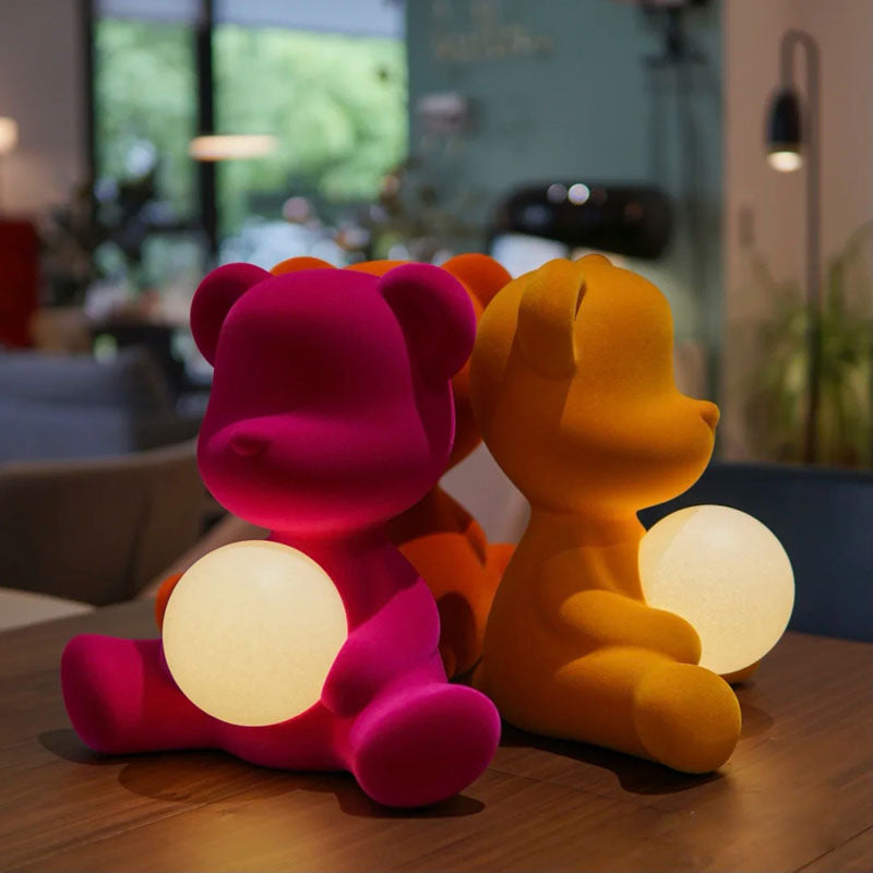 Macaroon Bear Table Lamp 1-Light Desk Light with Glass Shade for Bedroom