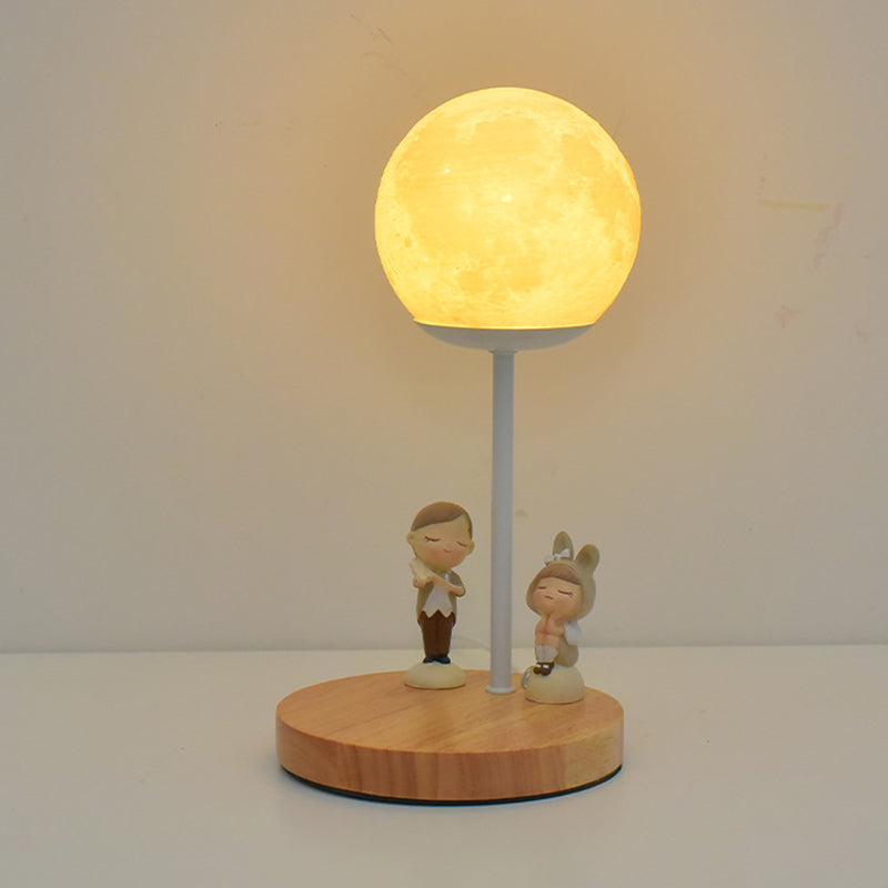 LED Table Lamp Modern Wooden Desk Light with Galss Shade for Living Room(Toy not Include)