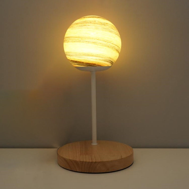 LED Table Lamp Modern Wooden Desk Light with Galss Shade for Living Room(Toy not Include)