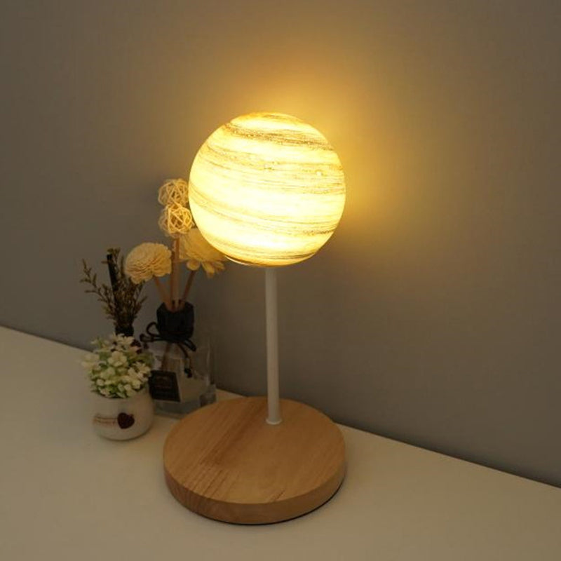 LED Table Lamp Modern Wooden Desk Light with Galss Shade for Living Room(Toy not Include)