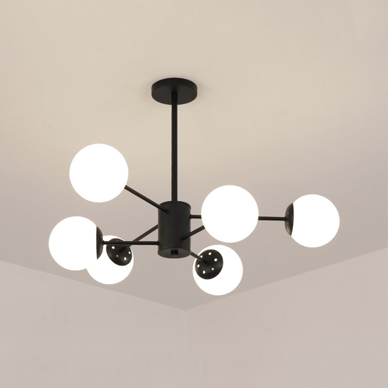 Modern Style Suspension Lamp Globe Shape Glass Metal Chandelier Lighting Fixtures