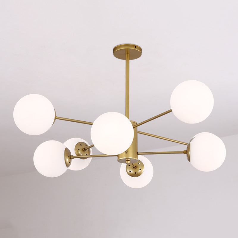 Modern Style Suspension Lamp Globe Shape Glass Metal Chandelier Lighting Fixtures