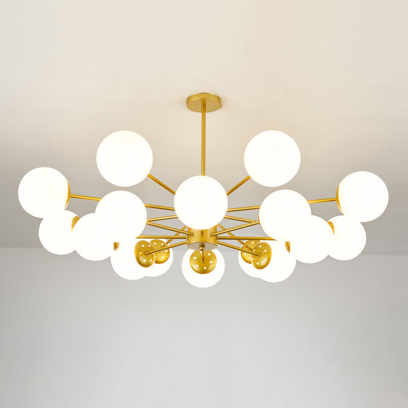 Modern Style Suspension Lamp Globe Shape Glass Metal Chandelier Lighting Fixtures