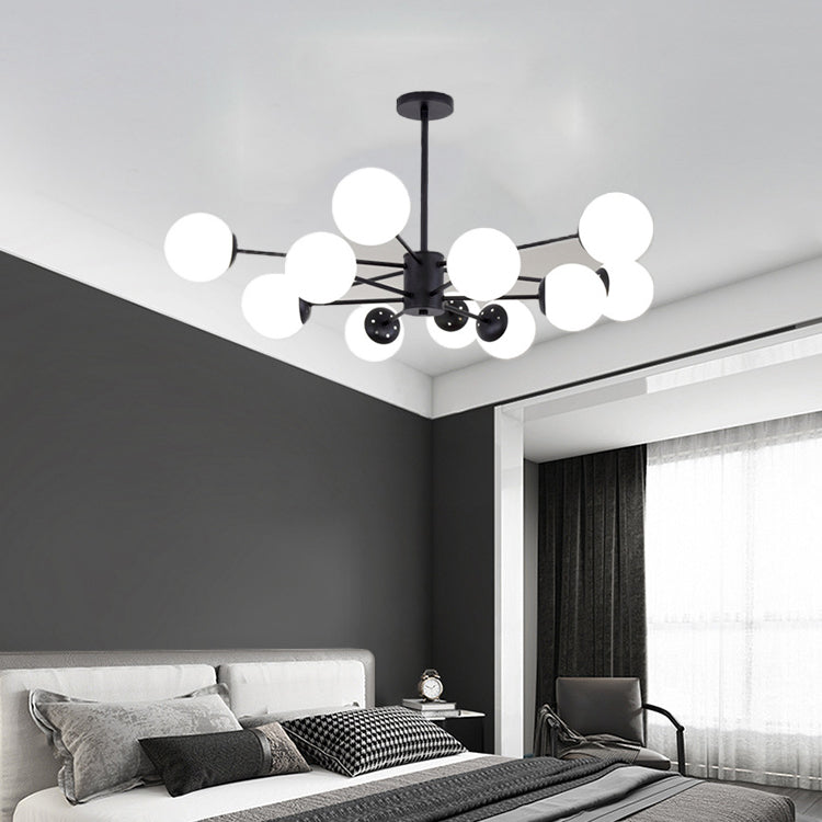 Modern Style Suspension Lamp Globe Shape Glass Metal Chandelier Lighting Fixtures