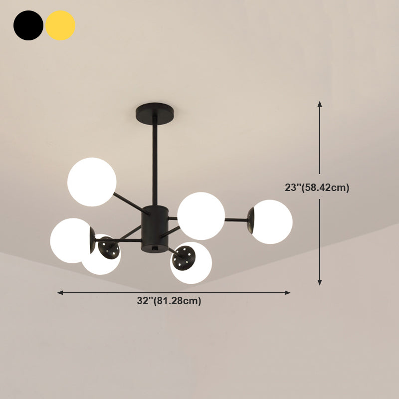 Modern Style Suspension Lamp Globe Shape Glass Metal Chandelier Lighting Fixtures