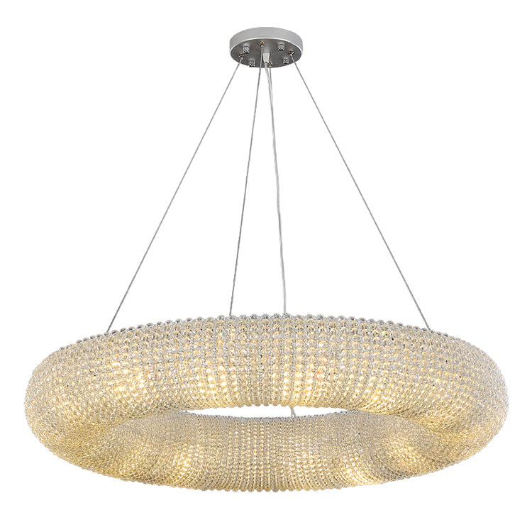 Modern Style Hanging Lamp Kit Circle Shape Crystal Chandelier Lighting Fixtures